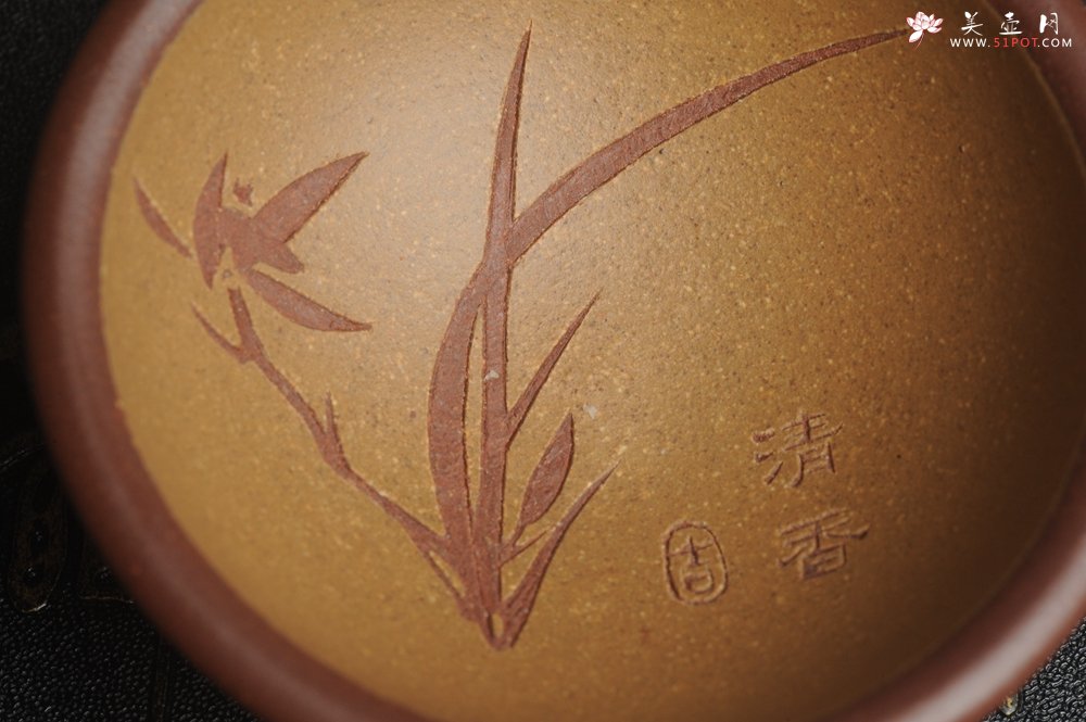 紫砂壶图片：美杯特惠超精工特厚杯重110g 兰草品茗杯 - 宜兴紫砂壶网