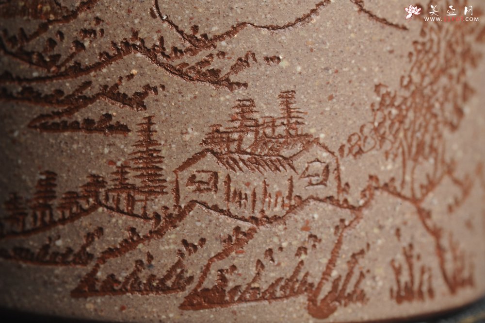 紫砂壶图片：美杯中秋特惠 雅致厚实 山居图 山水品茗杯 主人杯 - 宜兴紫砂壶网