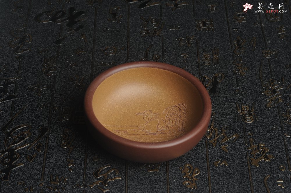 紫砂壶图片：美杯国庆特惠 精品好泥好工好刻雅致厚实品茗杯 主人杯 一套三只 送礼佳品 - 宜兴紫砂壶网