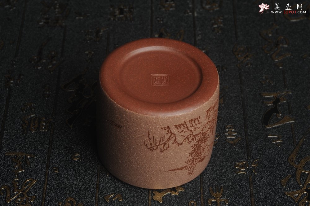 紫砂壶图片：美杯特惠 精品好泥好工好刻雅致厚实品茗杯 缸杯 山居图 - 宜兴紫砂壶网