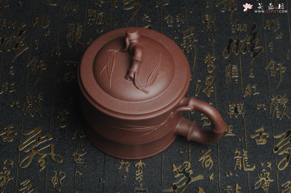 紫砂壶图片：美杯特惠 优质紫泥精工竹节盖杯 - 宜兴紫砂壶网