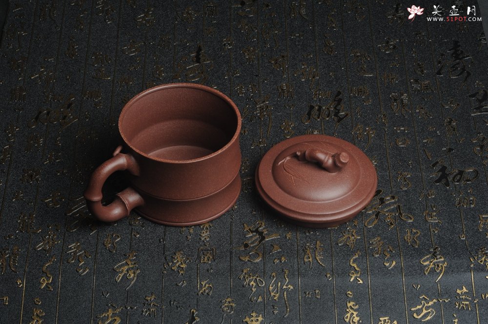 紫砂壶图片：美杯特惠 优质紫泥精工竹节盖杯 - 宜兴紫砂壶网