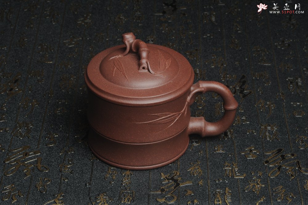 紫砂壶图片：美杯特惠 优质紫泥精工竹节盖杯 - 宜兴紫砂壶网