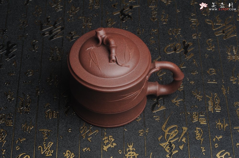 紫砂壶图片：美杯特惠 优质紫泥精工竹节盖杯 - 宜兴紫砂壶网