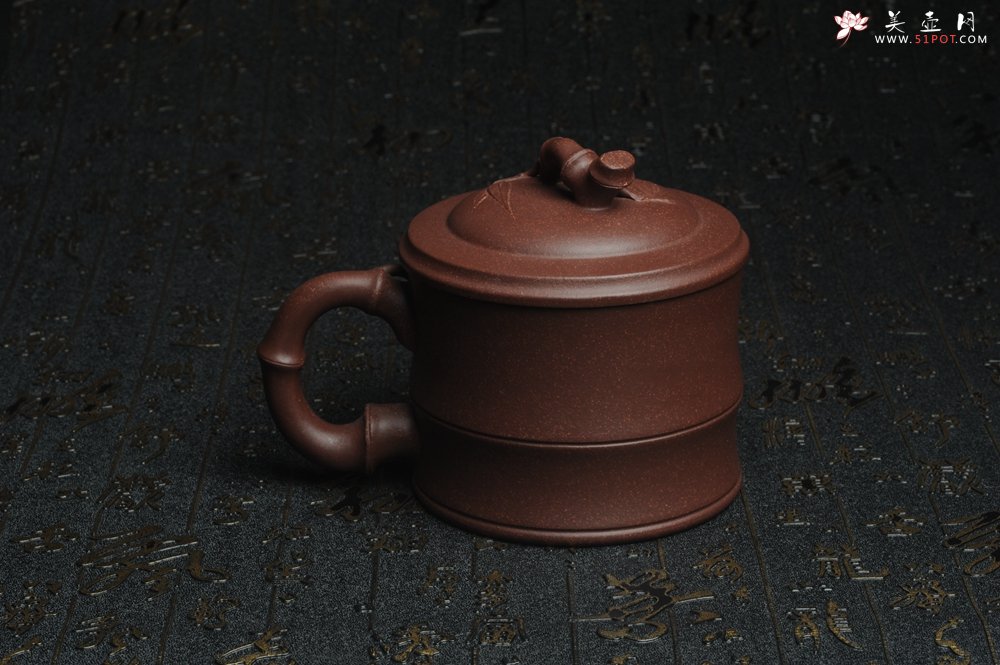 紫砂壶图片：美杯特惠 优质紫泥精工竹节盖杯 - 宜兴紫砂壶网