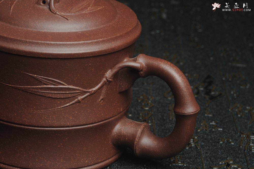 紫砂壶图片：美杯特惠 优质紫泥精工竹节盖杯 - 宜兴紫砂壶网