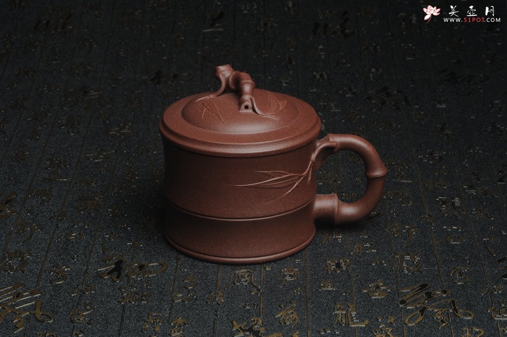 紫砂壶图片：美杯特惠 优质紫泥精工竹节盖杯 - 宜兴紫砂壶网