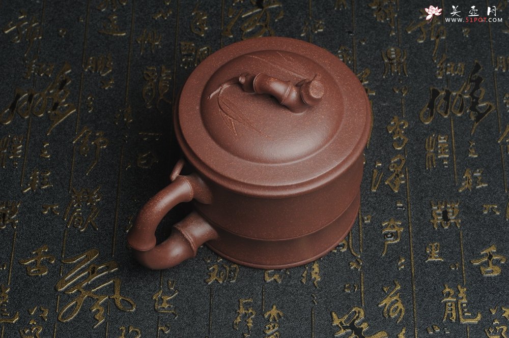 紫砂壶图片：美杯特惠 优质紫泥精工竹节盖杯 - 宜兴紫砂壶网