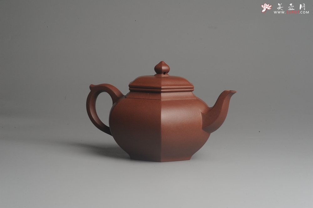 紫砂壶图片：实力派张海艳全手工六方笑樱壶 做工灰常精致 气韵流畅 - 宜兴紫砂壶网