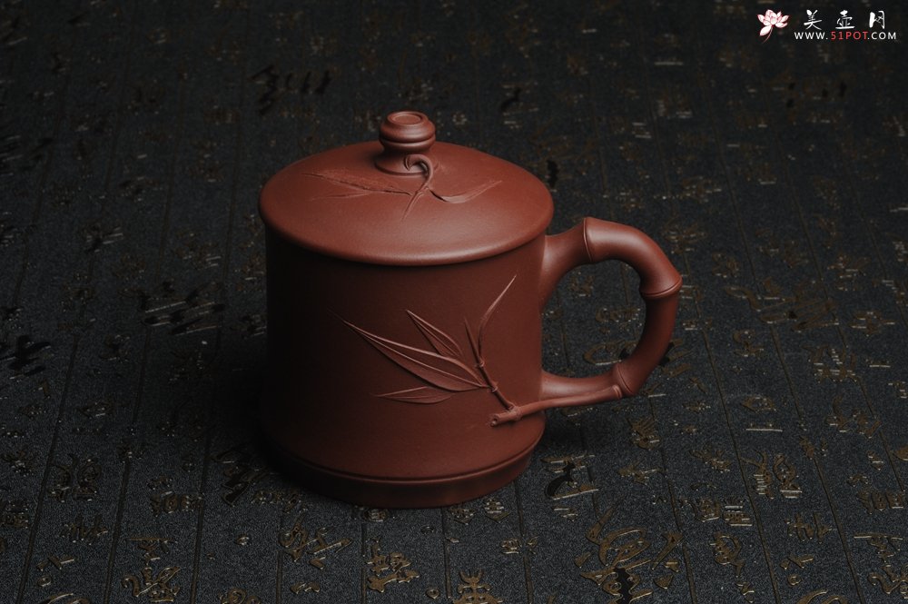 紫砂壶图片：美杯特惠 年底特惠 年货 做工精致竹节竹叶盖杯 - 宜兴紫砂壶网