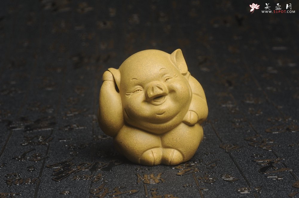 紫砂壶图片：美宠特惠 精工三不猪茶宠摆件 非礼勿视 非礼勿听 非礼勿言 高6cm - 宜兴紫砂壶网