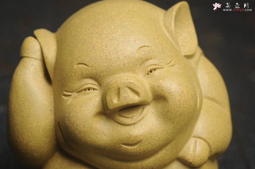 紫砂壶图片：美宠特惠 精工三不猪茶宠摆件 非礼勿视 非礼勿听 非礼勿言 高6cm - 宜兴紫砂壶网