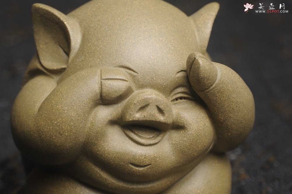 紫砂壶图片：美宠特惠 精工三不猪茶宠摆件 非礼勿视 非礼勿听 非礼勿言 高6cm - 宜兴紫砂壶网