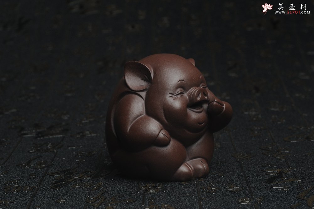 紫砂壶图片：美宠特惠 精工三不猪茶宠摆件 非礼勿视 非礼勿听 非礼勿言 高6cm - 宜兴紫砂壶网