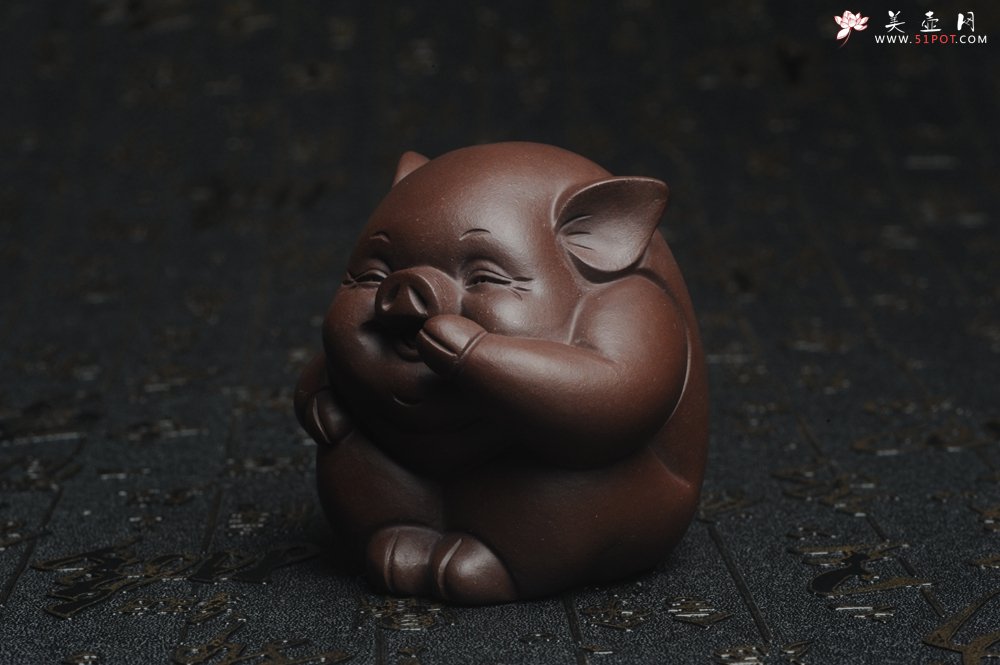 紫砂壶图片：美宠特惠 精工三不猪茶宠摆件 非礼勿视 非礼勿听 非礼勿言 高6cm - 宜兴紫砂壶网