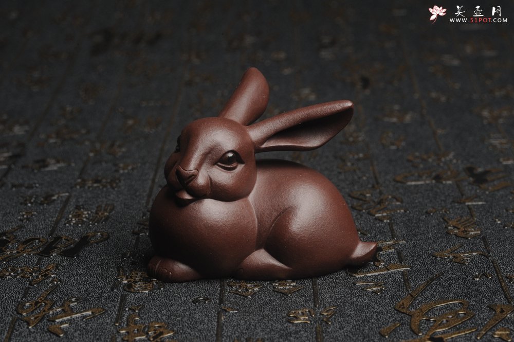 紫砂壶图片：美宠特惠 精工美兔茶宠摆件 灰常可爱 长6cm高4.5cm - 宜兴紫砂壶网