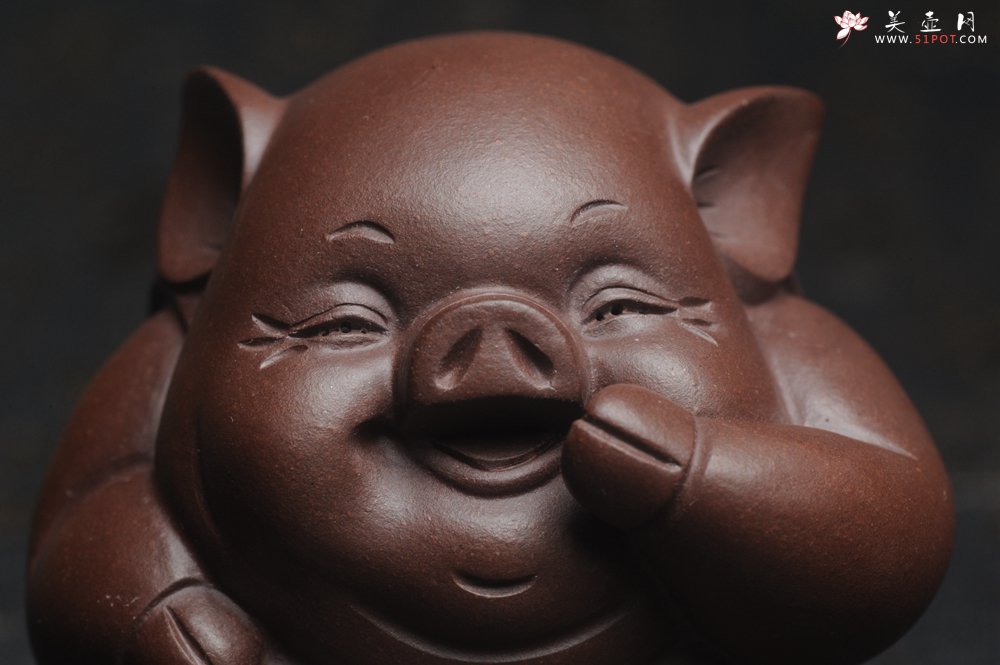 紫砂壶图片：美宠特惠 精工三不猪茶宠摆件 非礼勿视 非礼勿听 非礼勿言 高6cm - 宜兴紫砂壶网