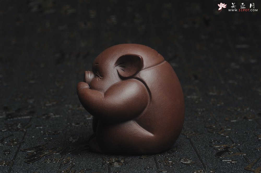 紫砂壶图片：美宠特惠 精工三不猪茶宠摆件 非礼勿视 非礼勿听 非礼勿言 高6cm - 宜兴紫砂壶网