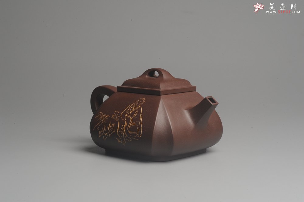 紫砂壶图片：美壶年底特惠 大气端庄 线条流畅 精致全手工抽角石瓢 - 宜兴紫砂壶网