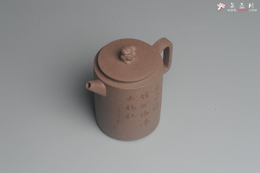 紫砂壶图片：美壶特惠 优质老段文人集狮壶 禾人老师即兴装饰 - 宜兴紫砂壶网