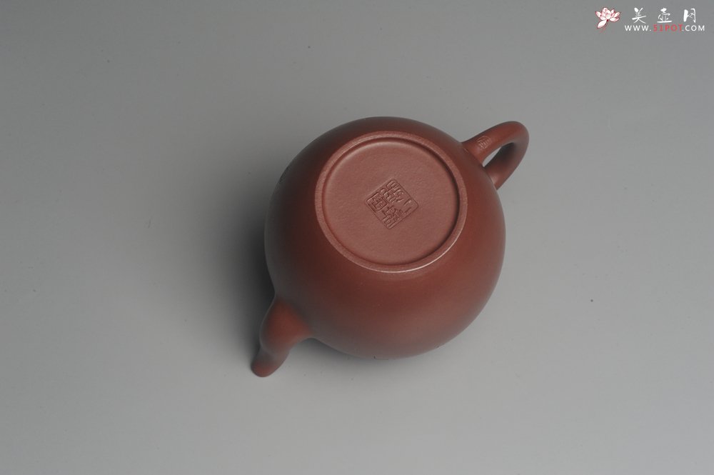 紫砂壶图片：油润黄龙山4号深井红皮龙 全手工高灯壶 清茗堂助工文气装饰龟寿图 延年益寿 - 宜兴紫砂壶网