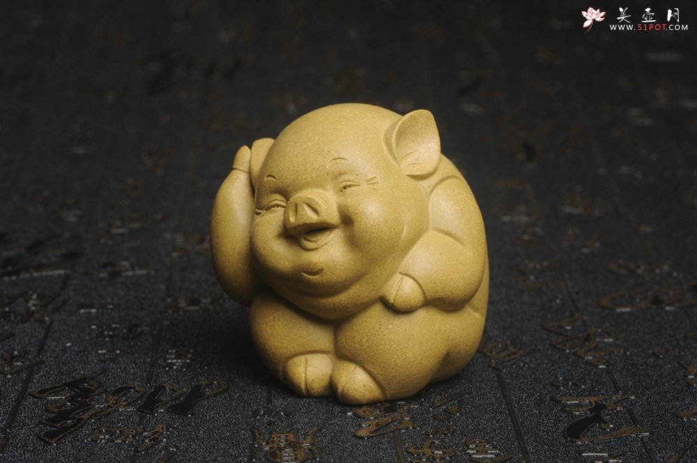 紫砂壶图片：美宠特惠 精工三不猪茶宠摆件 非礼勿视 非礼勿听 非礼勿言 高6cm - 宜兴紫砂壶网