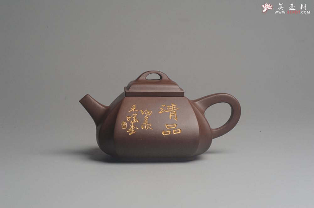 紫砂壶图片：美壶年底特惠 大气端庄 线条流畅 精致全手工抽角石瓢 - 宜兴紫砂壶网