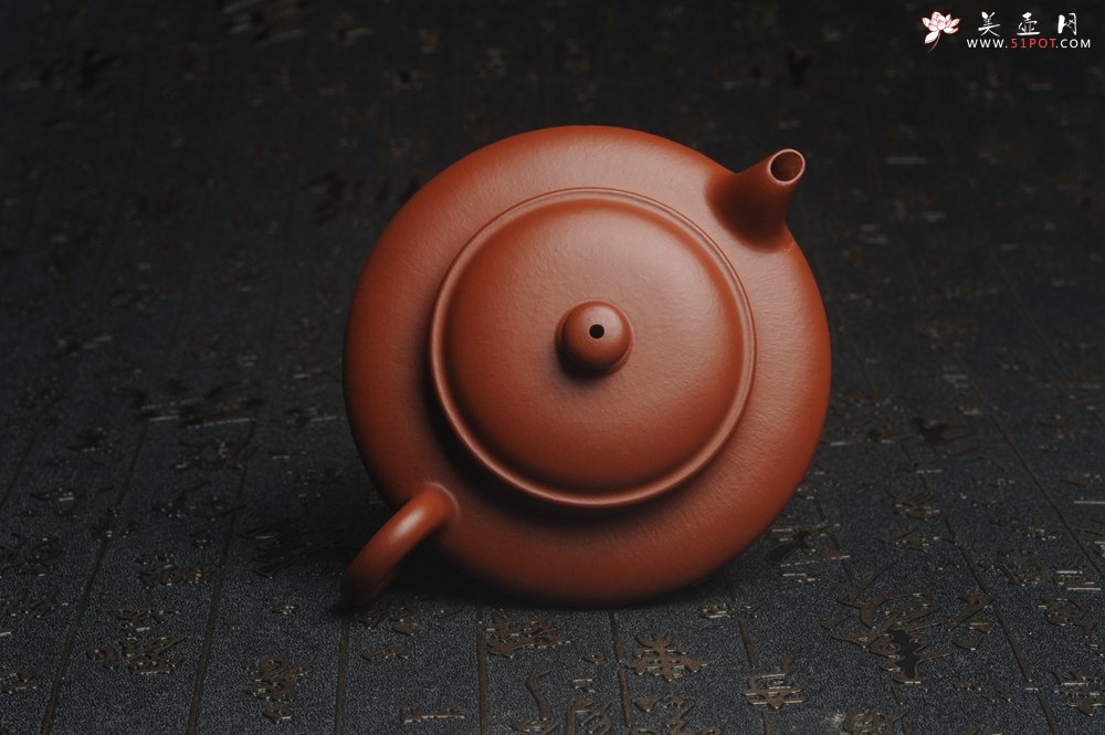 紫砂壶图片：特好小煤窑朱泥精工全手小虚扁 功夫茶具 - 宜兴紫砂壶网