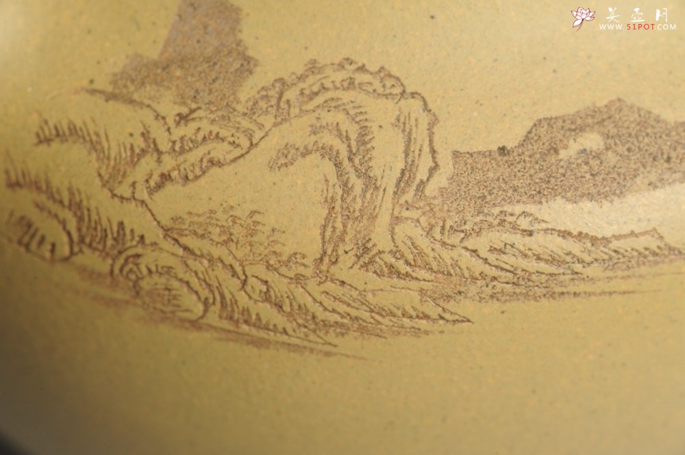 紫砂壶图片：美壶特惠 灰常好的本山段黄金段精工山水莲子壶 端庄秀雅 - 宜兴紫砂壶网