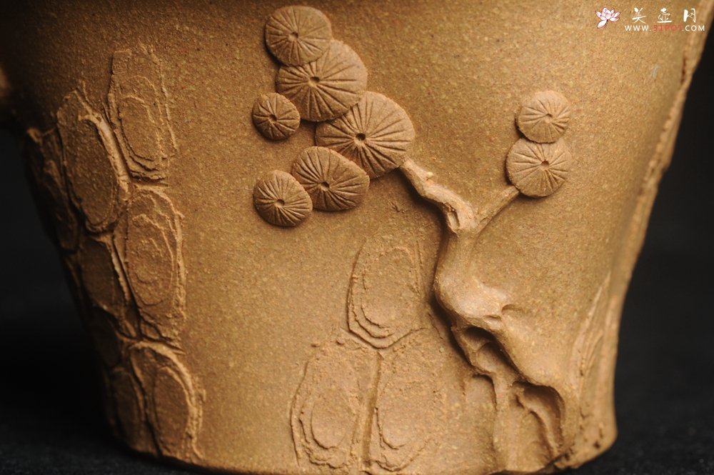 紫砂壶图片：美杯特惠 精致全手工松桩杯 - 宜兴紫砂壶网