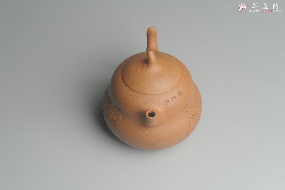 紫砂壶图片：美壶特惠 特好降坡泥精工葫芦娃壶(福禄) 童趣满满 灰常文气 - 宜兴紫砂壶网