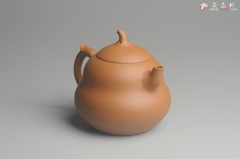 紫砂壶图片：美壶特惠 特好降坡泥精工葫芦壶(福禄) 灰常文气 - 宜兴紫砂壶网