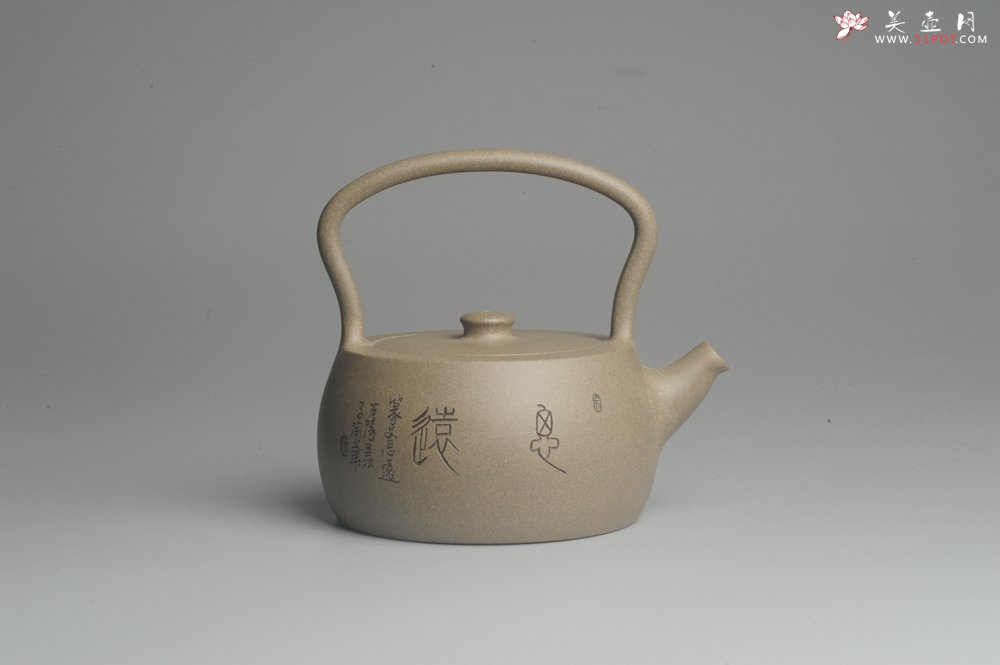 紫砂壶图片：美壶特惠 老青段 助工精工怀古提梁 清赏 - 宜兴紫砂壶网