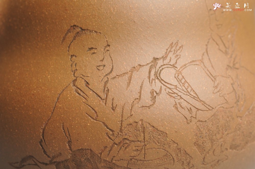 紫砂壶图片：美壶特惠 特好降坡泥精工葫芦娃壶(福禄) 童趣满满 灰常文气 - 宜兴紫砂壶网