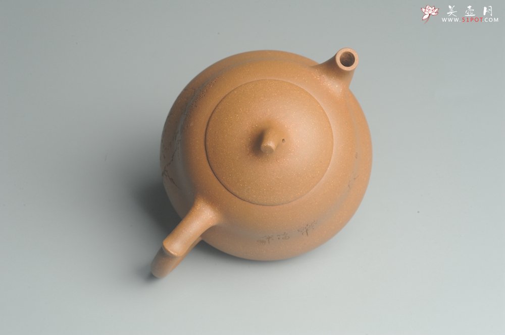 紫砂壶图片：美壶特惠 特好降坡泥精工葫芦壶(福禄) 装饰山水 灰常文气 - 宜兴紫砂壶网