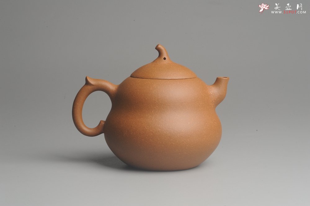 紫砂壶图片：美壶特惠 特好降坡泥精工葫芦壶(福禄) 灰常文气 - 宜兴紫砂壶网