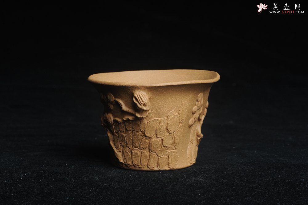 紫砂壶图片：美杯特惠 精致全手工松桩杯 - 宜兴紫砂壶网