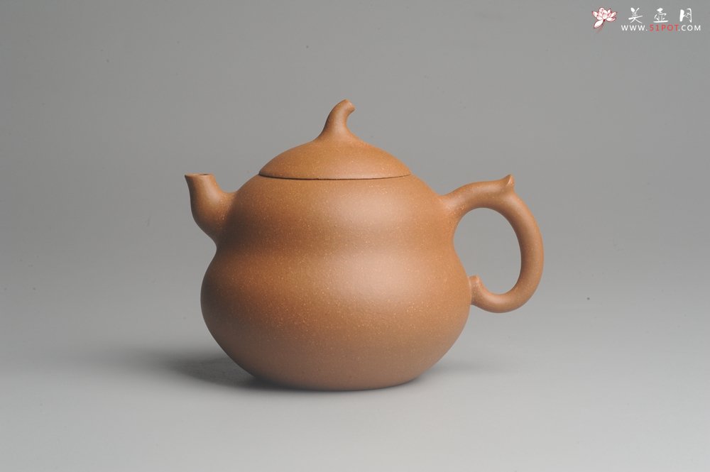 紫砂壶图片：美壶特惠 特好降坡泥精工葫芦壶(福禄) 灰常文气 - 宜兴紫砂壶网