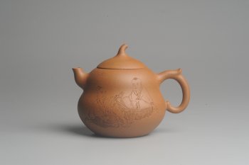 紫砂壶图片：美壶特惠 特好降坡泥精工葫芦娃壶(福禄) 童趣满满 灰常文气 - 宜兴紫砂壶网