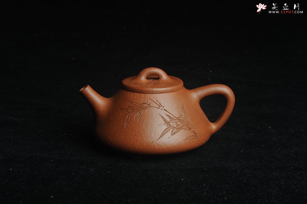 紫砂壶图片：美壶特惠 超精致特好降坡泥小品子冶石瓢 刻竹 居不可无竹 - 宜兴紫砂壶网