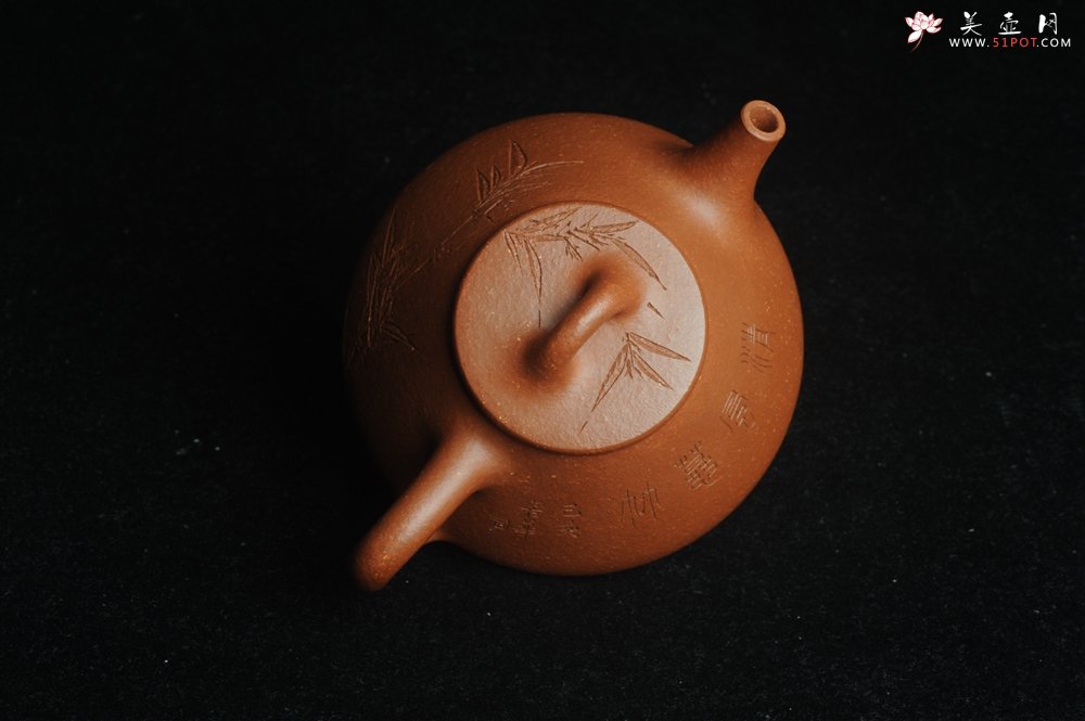 紫砂壶图片：美壶特惠 超精致特好降坡泥小品子冶石瓢 刻竹 居不可无竹 - 宜兴紫砂壶网