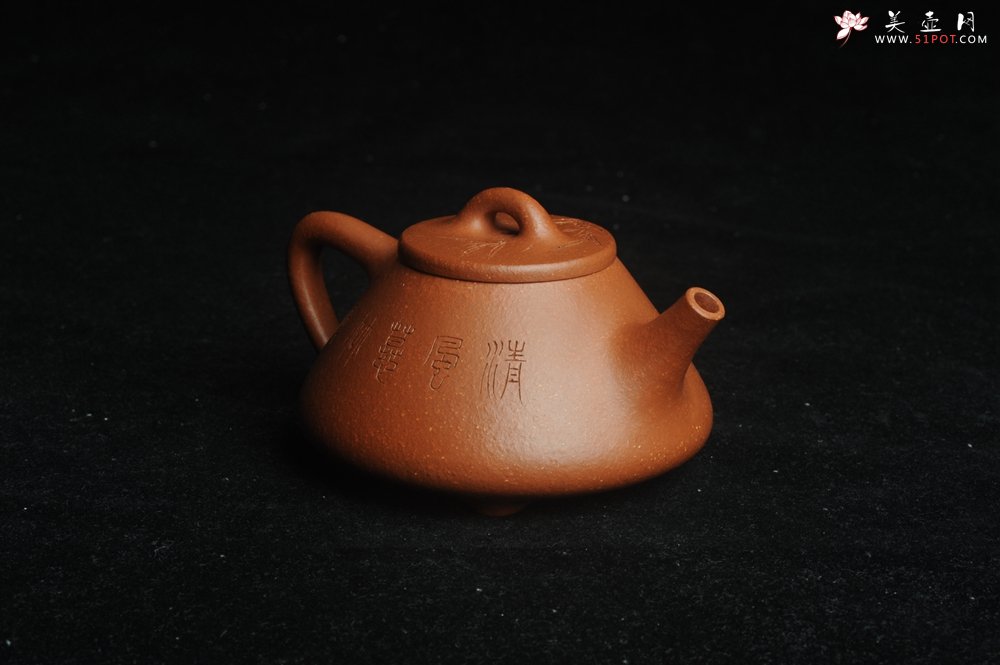 紫砂壶图片：美壶特惠 超精致特好降坡泥小品子冶石瓢 刻竹 居不可无竹 - 宜兴紫砂壶网