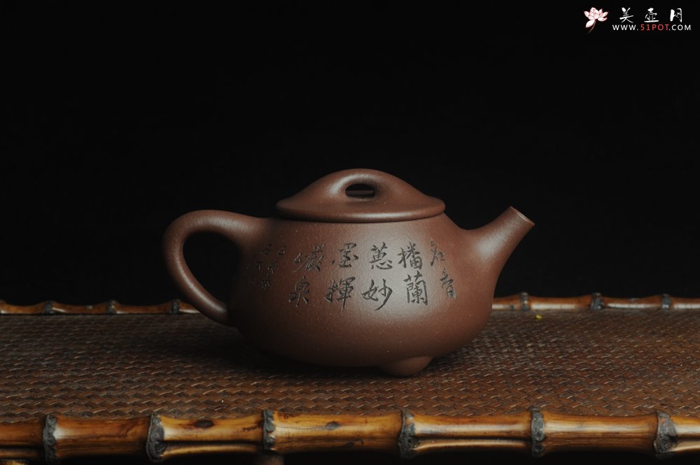 紫砂壶图片：美壶特惠 工料俱佳满瓢（霸王石瓢）装饰兰花 茶人醉爱 - 宜兴紫砂壶网