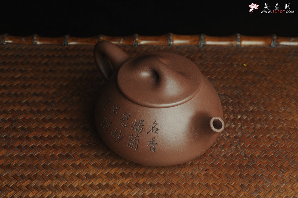 紫砂壶图片：美壶特惠 工料俱佳满瓢（霸王石瓢）装饰兰花 茶人醉爱 - 宜兴紫砂壶网