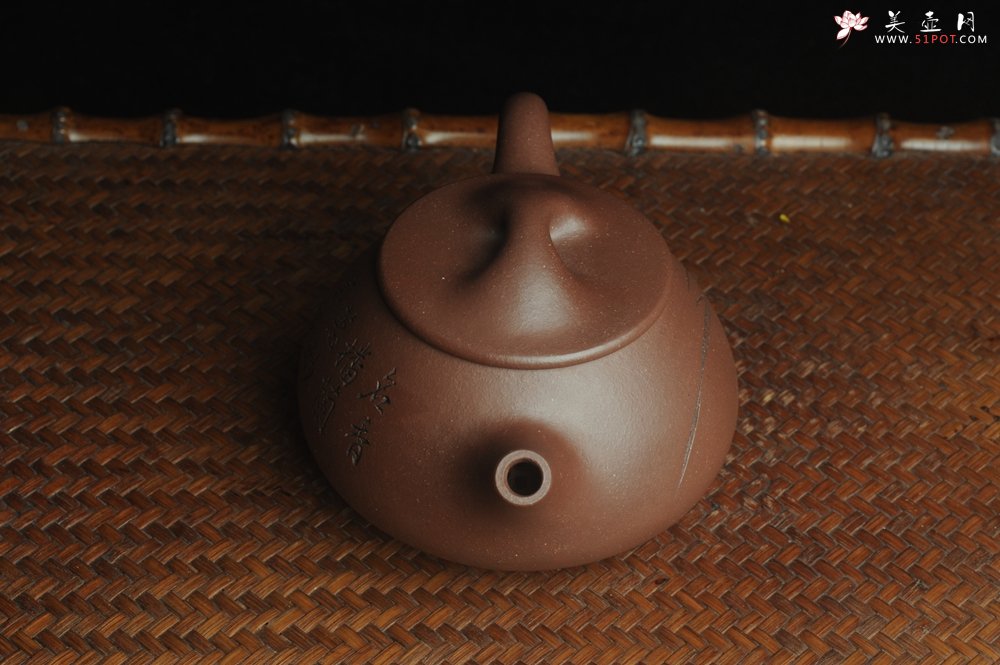 紫砂壶图片：美壶特惠 工料俱佳满瓢（霸王石瓢）装饰兰花 茶人醉爱 - 宜兴紫砂壶网