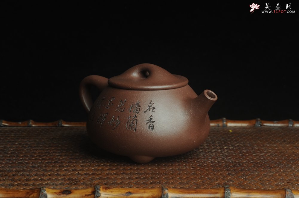 紫砂壶图片：美壶特惠 工料俱佳满瓢（霸王石瓢）装饰兰花 茶人醉爱 - 宜兴紫砂壶网