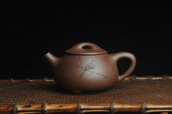 紫砂壶图片：美壶特惠 工料俱佳满瓢（霸王石瓢）装饰枯枝鸟 茶人醉爱 - 宜兴紫砂壶网