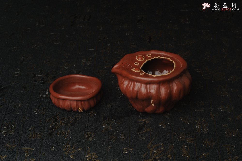 紫砂壶图片：精致特惠清水泥莲蓬公道杯快客杯一套 - 宜兴紫砂壶网