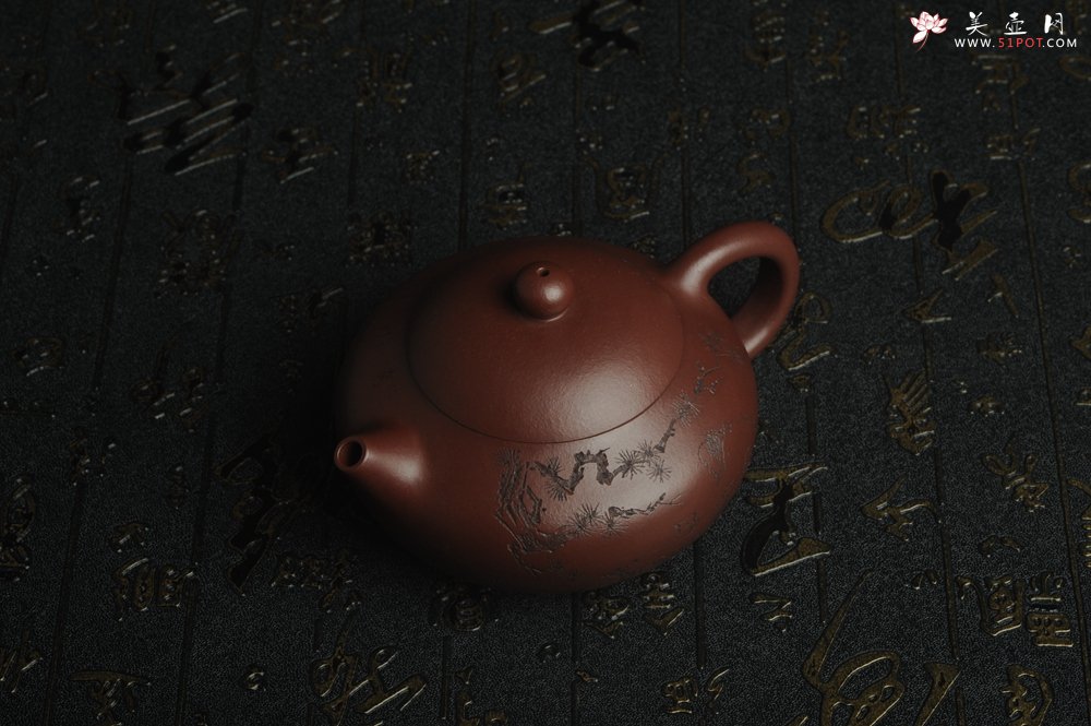 紫砂壶图片：油润底曹青 全手工矮文旦 装饰人物 特文气 - 宜兴紫砂壶网