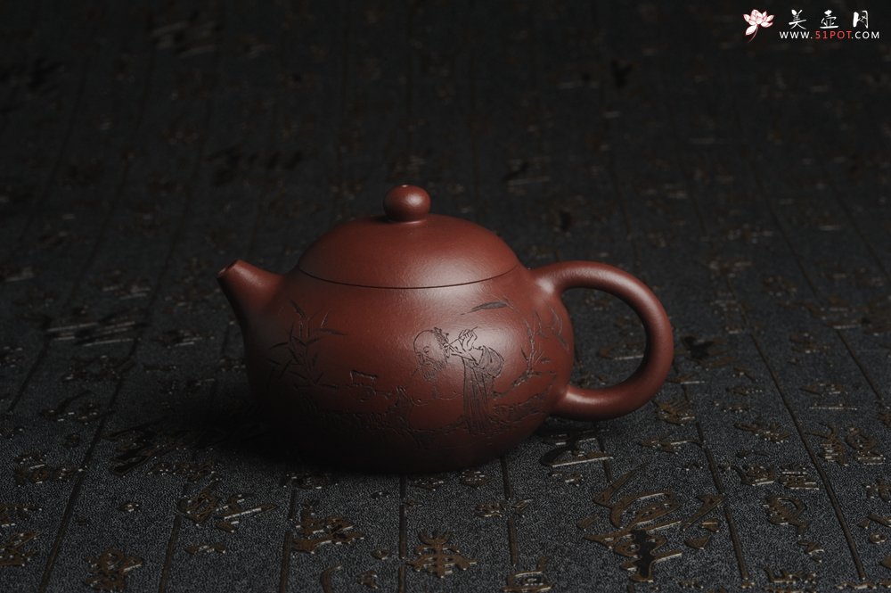 紫砂壶图片：【好壶已结缘 预定】油润底曹青 全手工高文旦 装饰人物 特文气 - 宜兴紫砂壶网